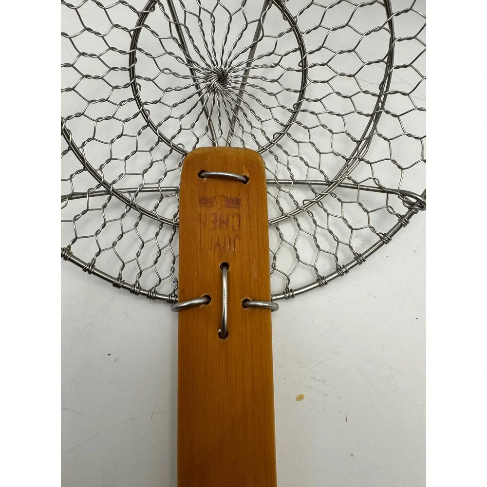 Joyce Chen ‎ Stainless Steel Wire Mesh Skimmer Spider Strainer Wooden Handle